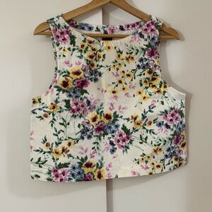 GAP Floral Sleeveless Crop Top - White, Pink, Yellow